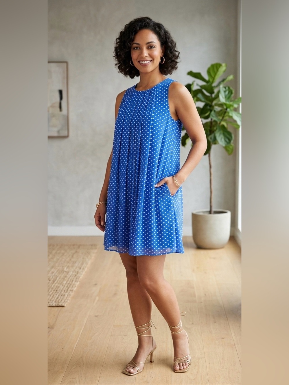 Sachin + Babi Cobalt Blue Swiss Dot Dress